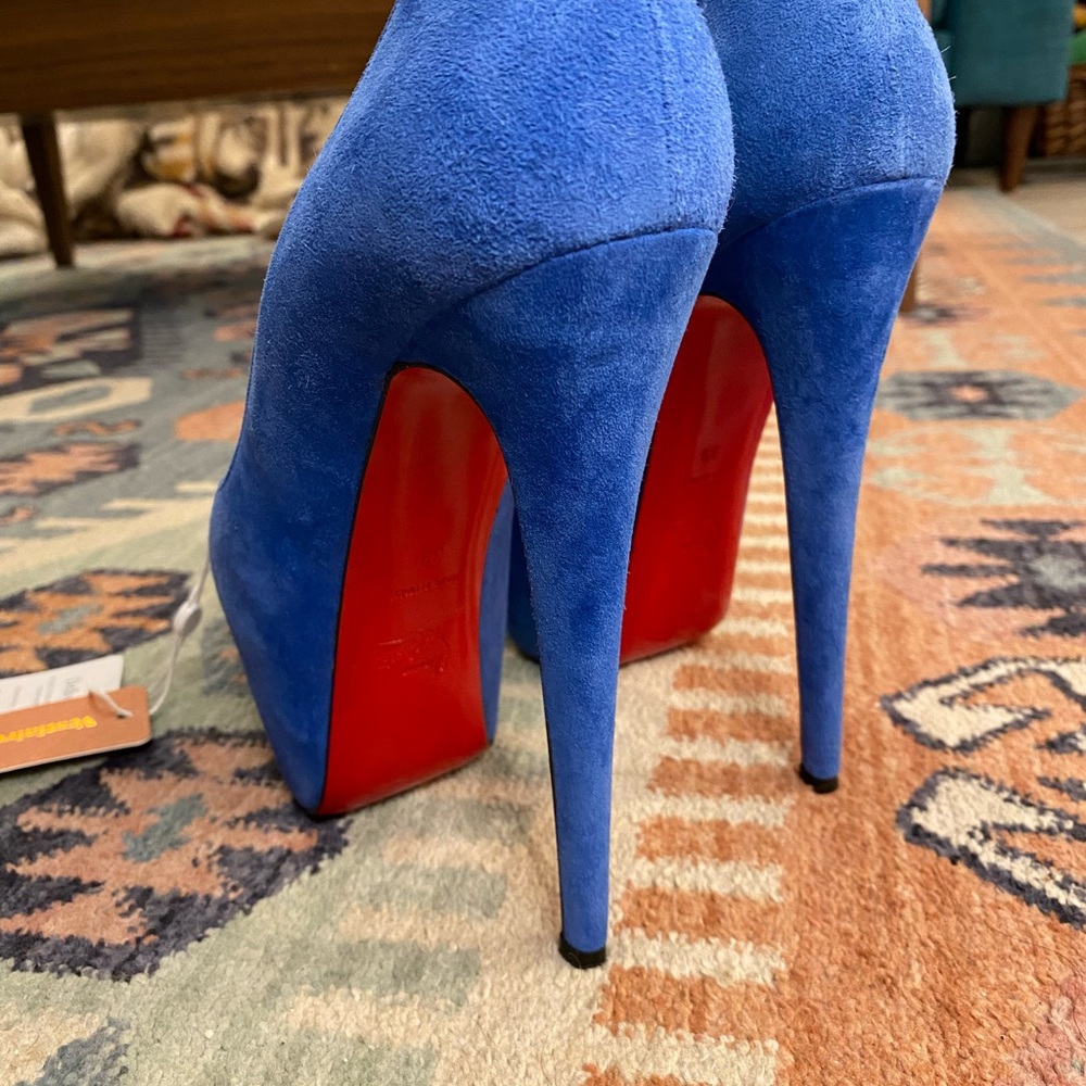💎 EUC! Christian Louboutin Highness 160 Veau Velours Blue - Picture 9 of 9